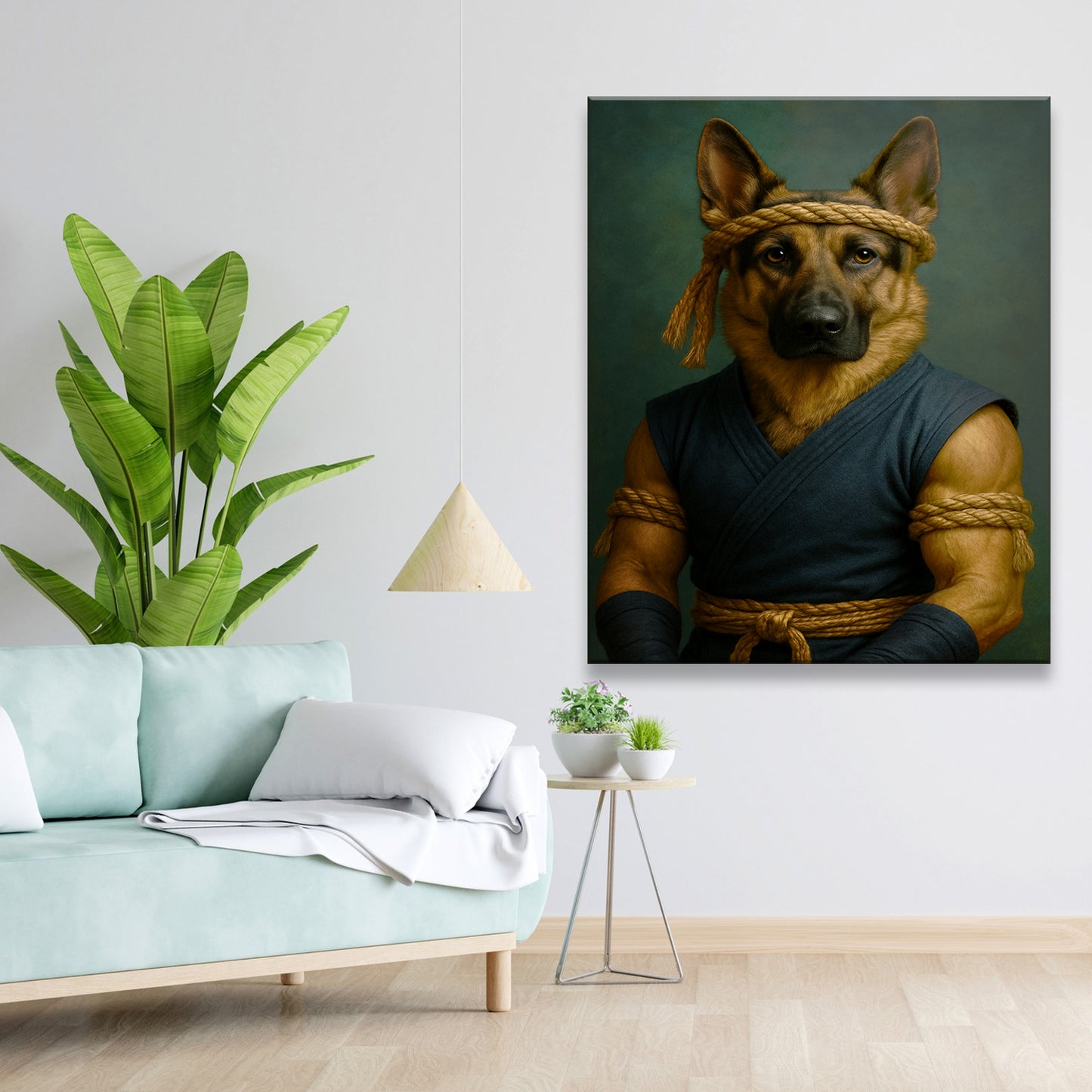 Custom Photo Fighter Warrior Art Dog Canvas Gift For Dog Lovers