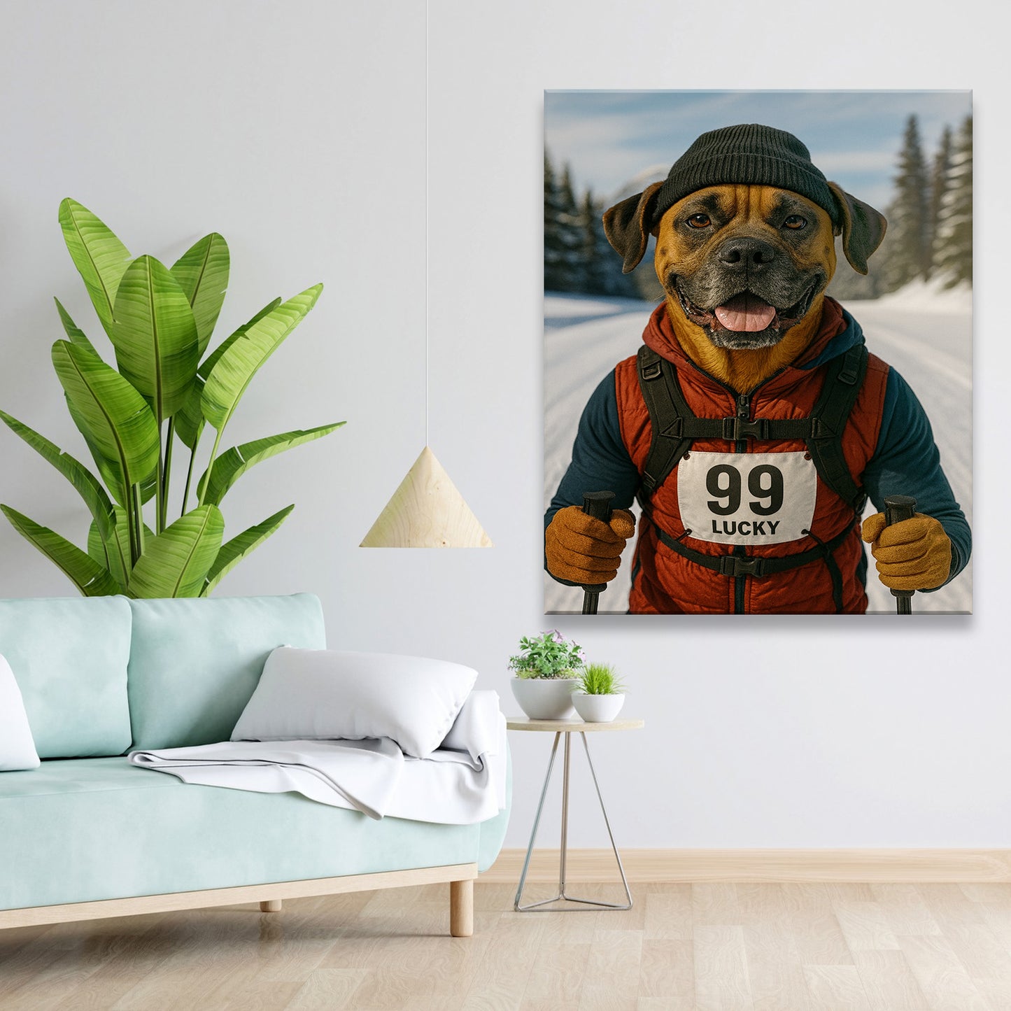 Custom Photo Cross Country Ski Dog Canvas Gift For Dog Lovers