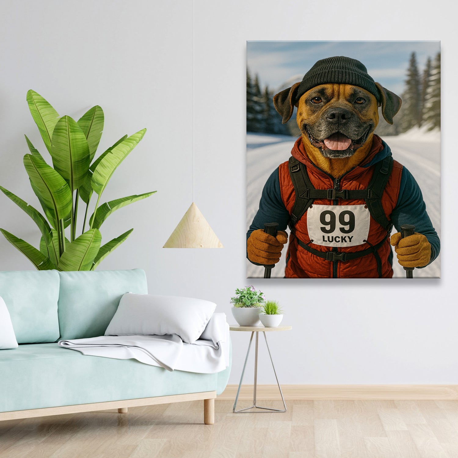 Custom Photo Cross Country Ski Dog Canvas Gift For Dog Lovers
