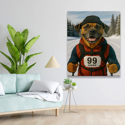 Custom Photo Cross Country Ski Dog Canvas Gift For Dog Lovers