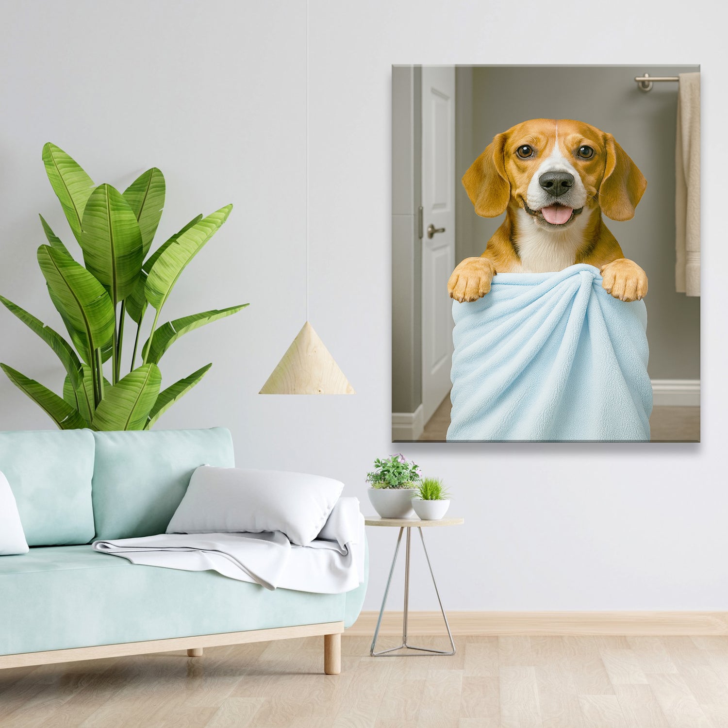 Custom Dog Photo In Bathroom Canvas Dog Lover Gifts