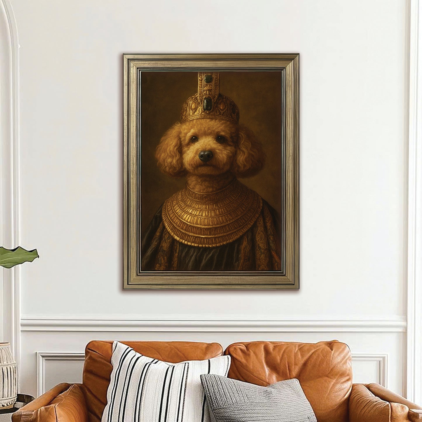 Custom Photo Dog Royal Style 1 Canvas Framed Wall Art Gift For Dog Lovers