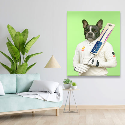 Custom Photo Cricketer Dog Canvas Gift For Dog Lovers