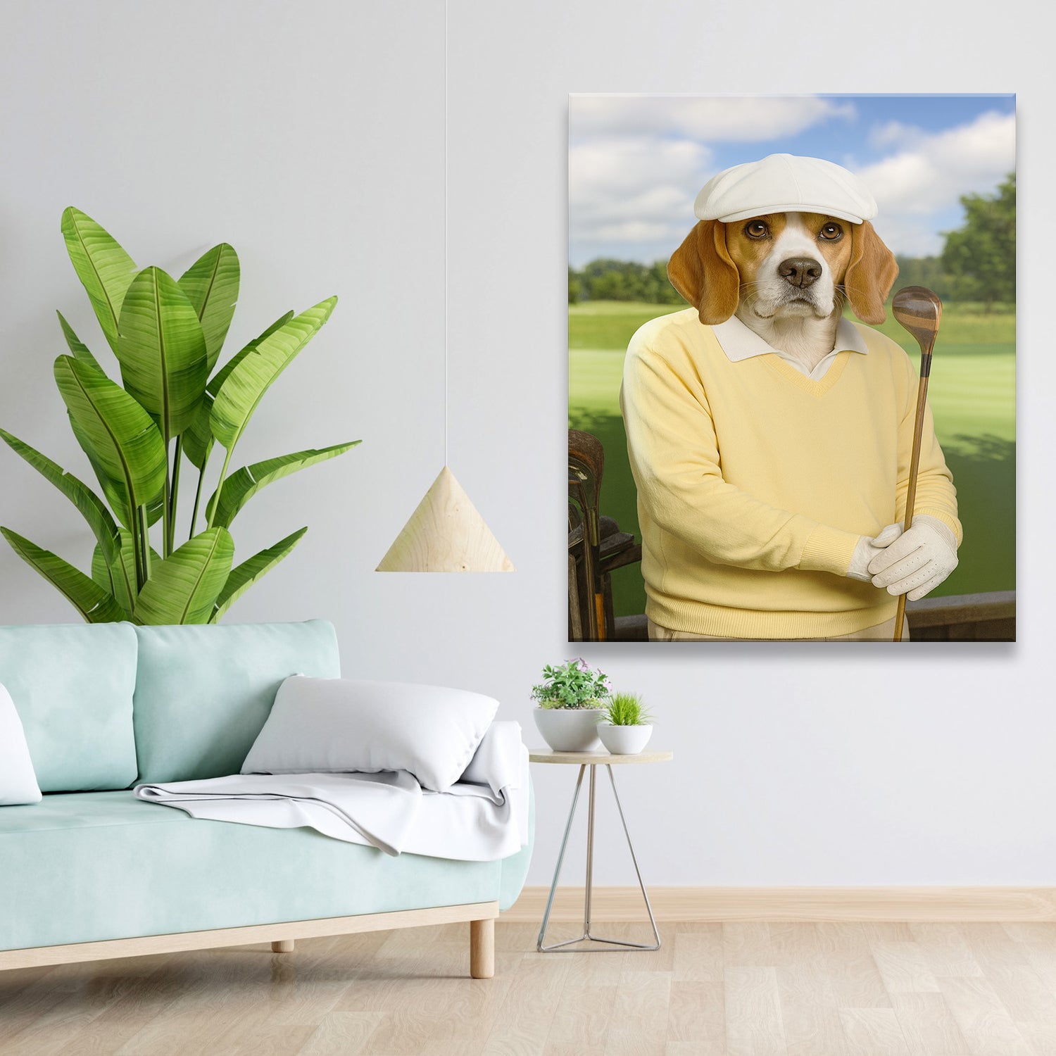 Custom Photo Golfer Dog Canvas Gift For Dog Lovers