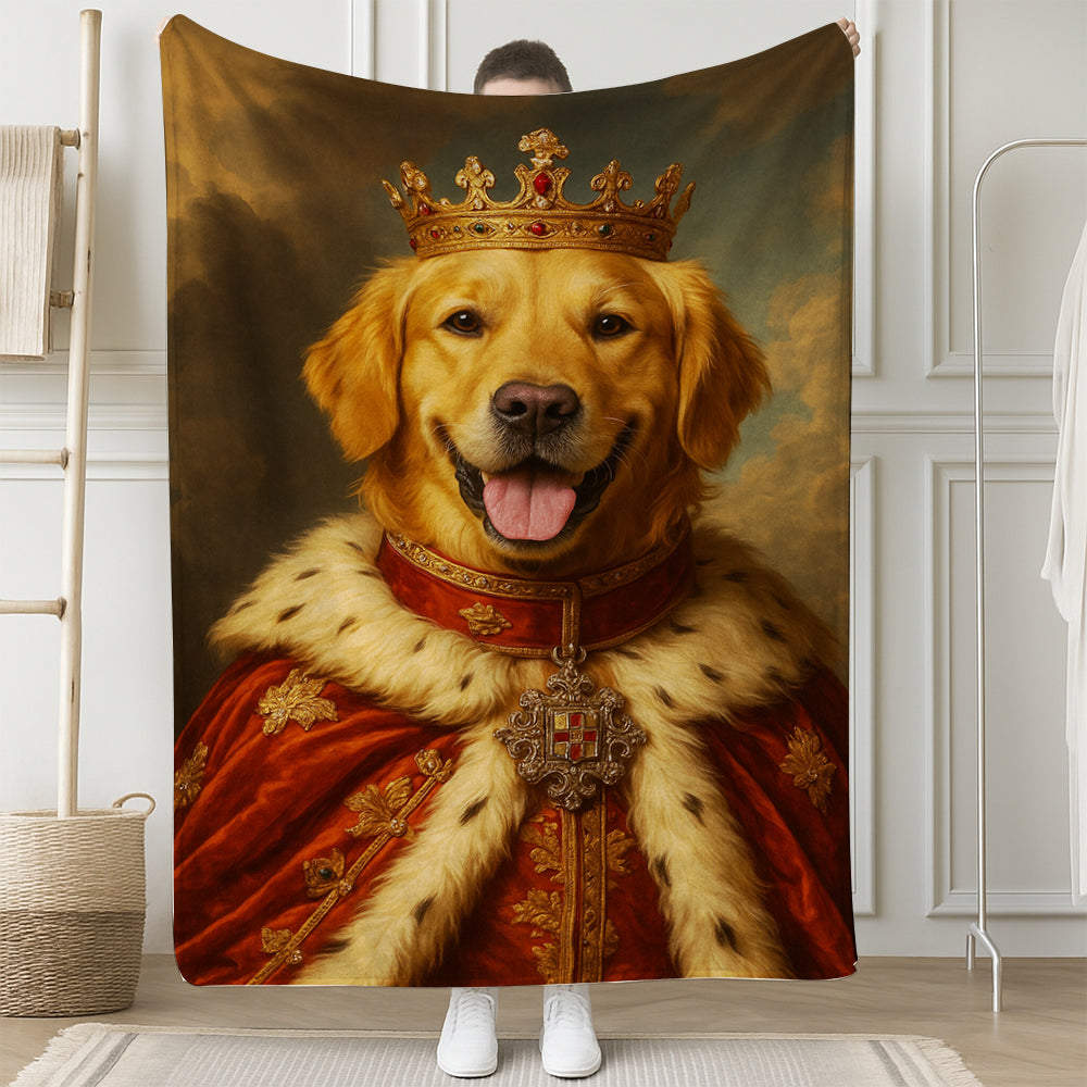 Custom Photo Dog Royal Pet King Portrait Blanket Gift For Dog Lover