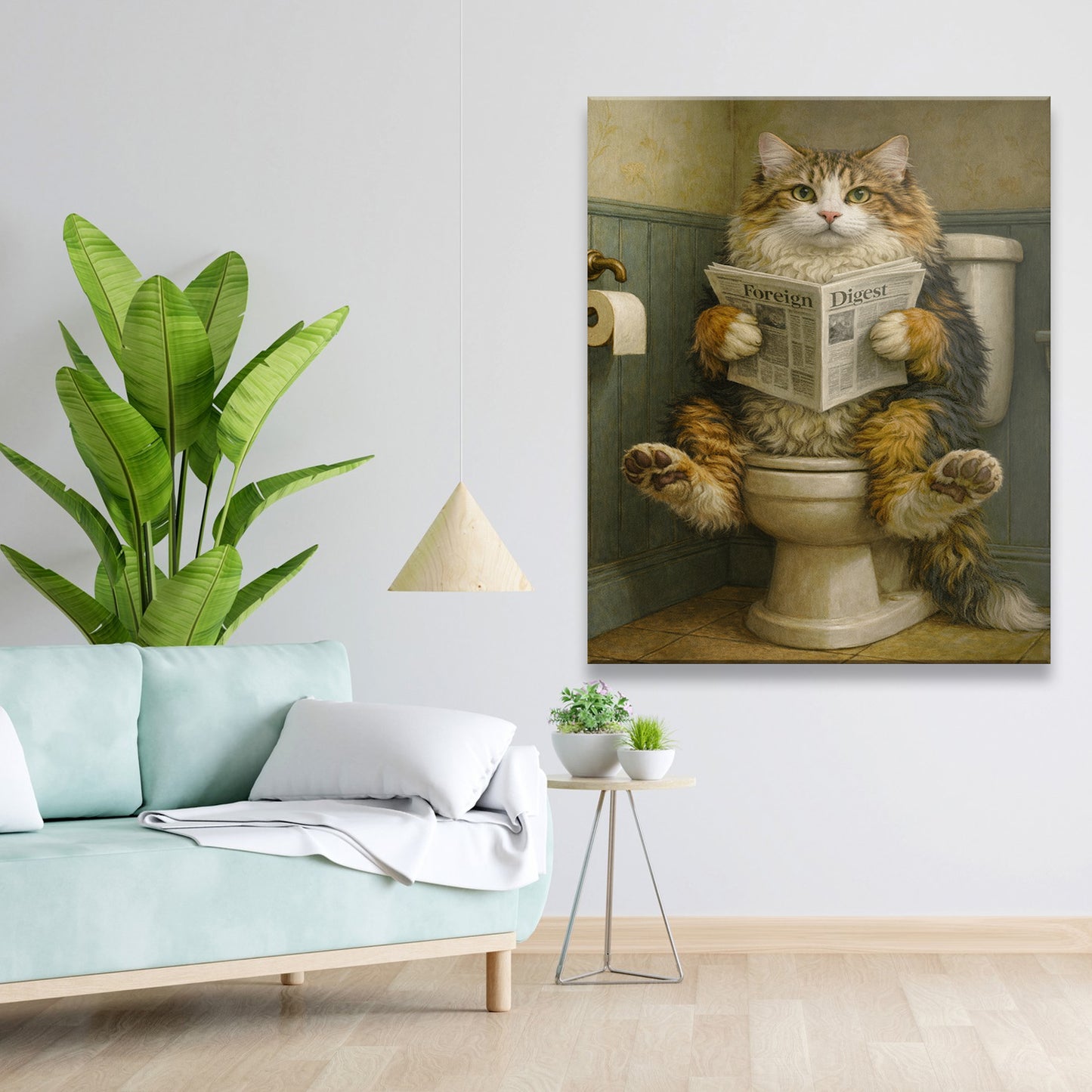 Custom Photo Cat In Bathroom Style 2 Canvas Gift For Cat Lovers