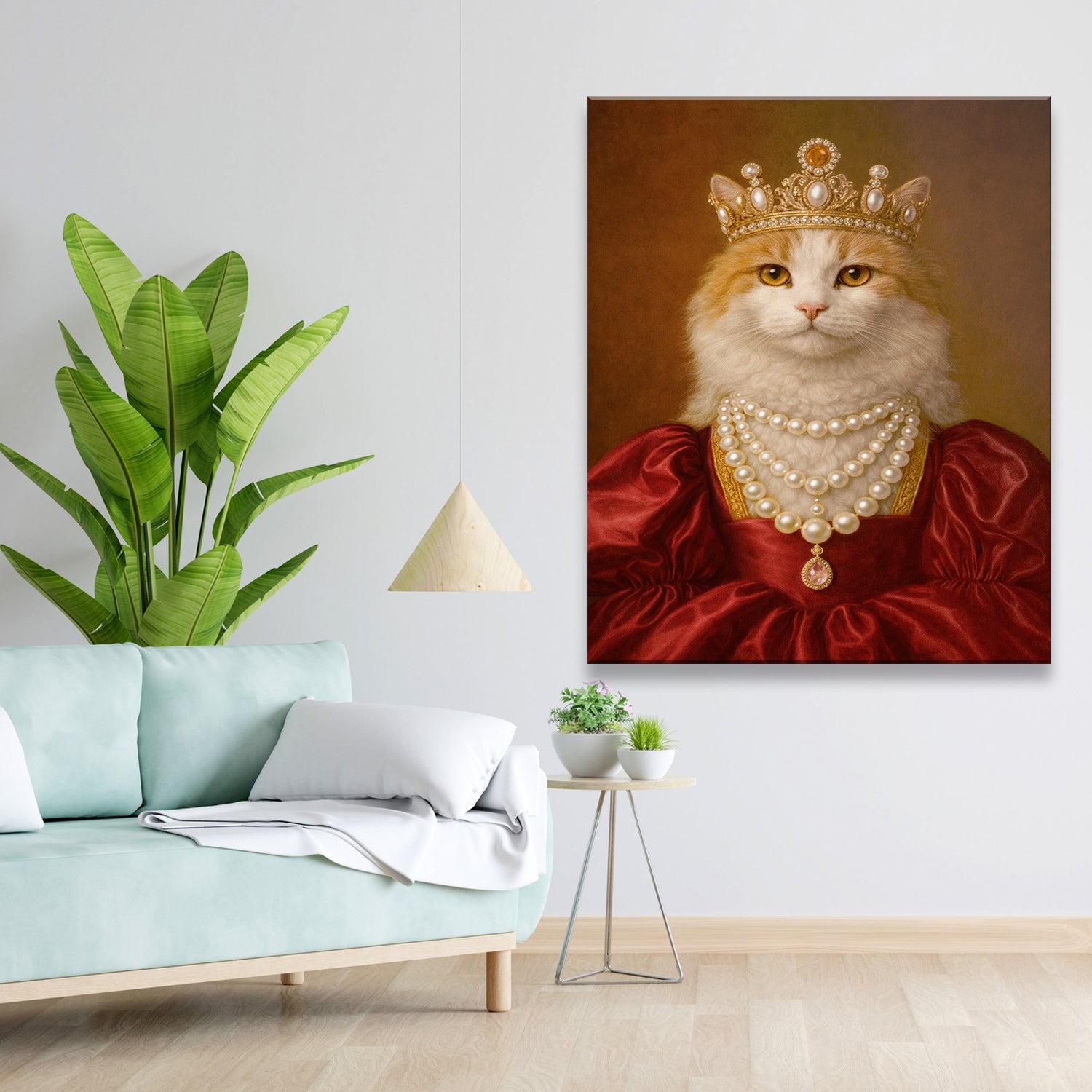 Custom Photo Queen Cat With Crown Canvas Gift For Cat Lovers