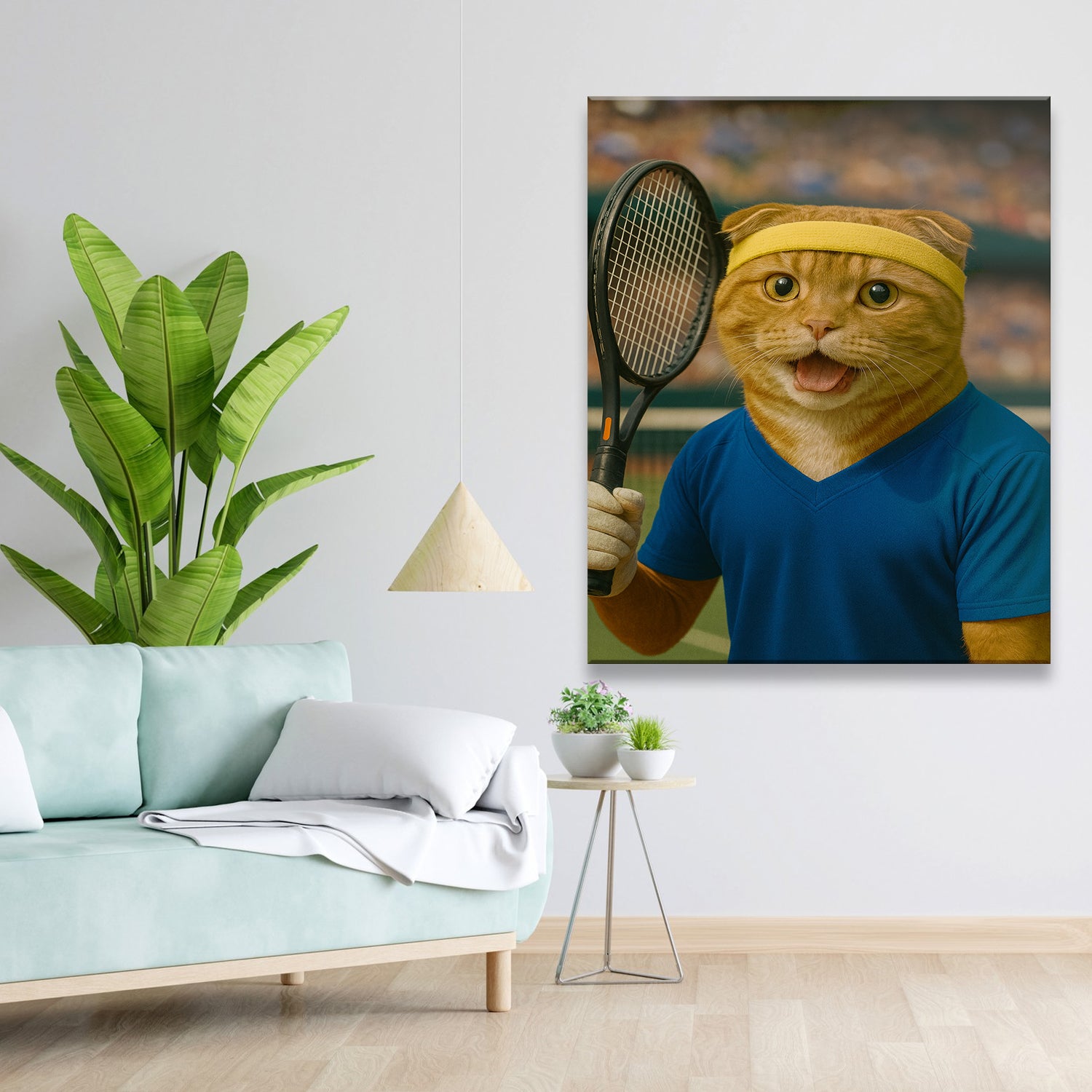 Custom Photo Tennis Player Cat Canvas Gift For Cat Lovers