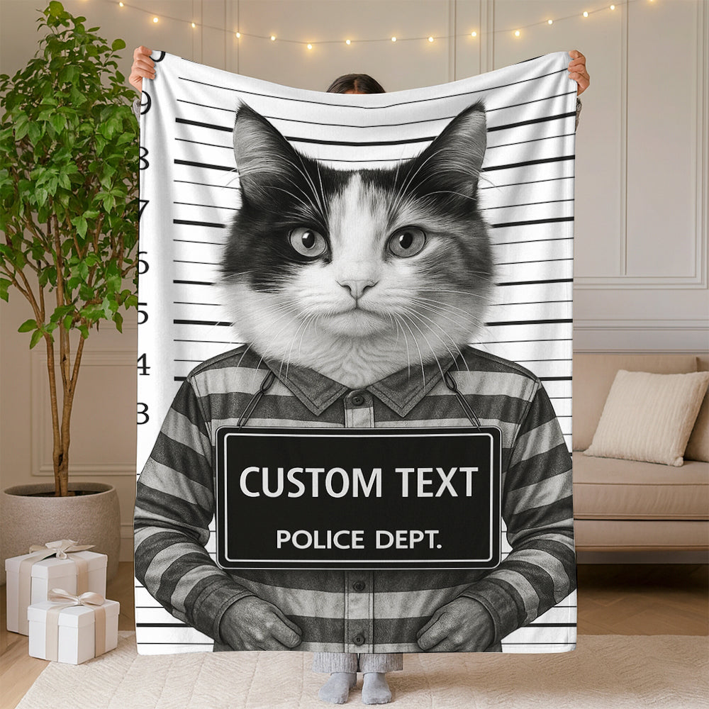 Custom Photo Cat Wanted By Pawlice Blanket _ Gifts For Cat Lovers