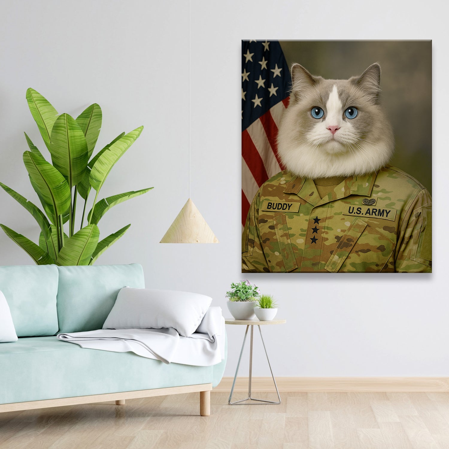 Custom Cat Photo Us Army Canvas _ Gift For Cat Lovers