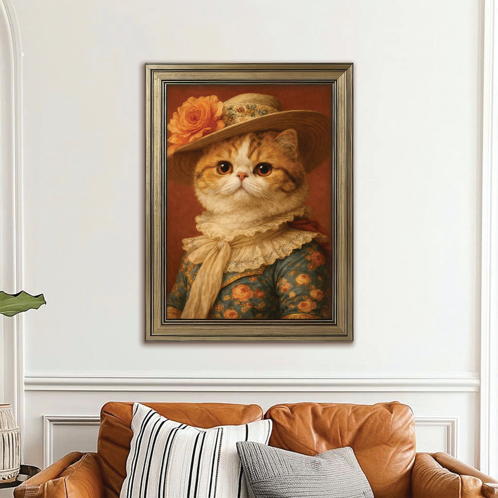 Custom Photo Cat Royal Style 05 Canvas Framed Wall Art Gift For Cat Lovers