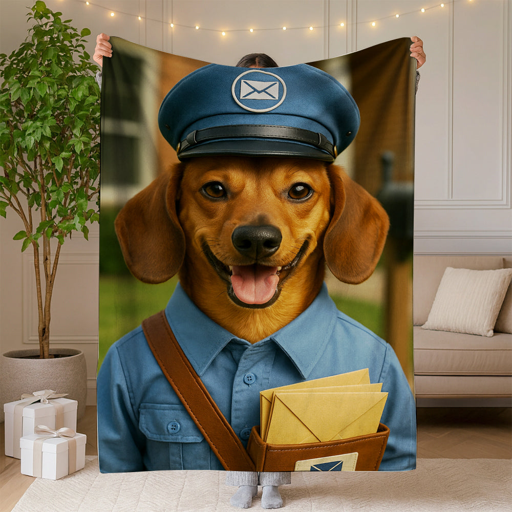 Custom Photo Mail Carrier Dog BlanketGift For Dog Lovers