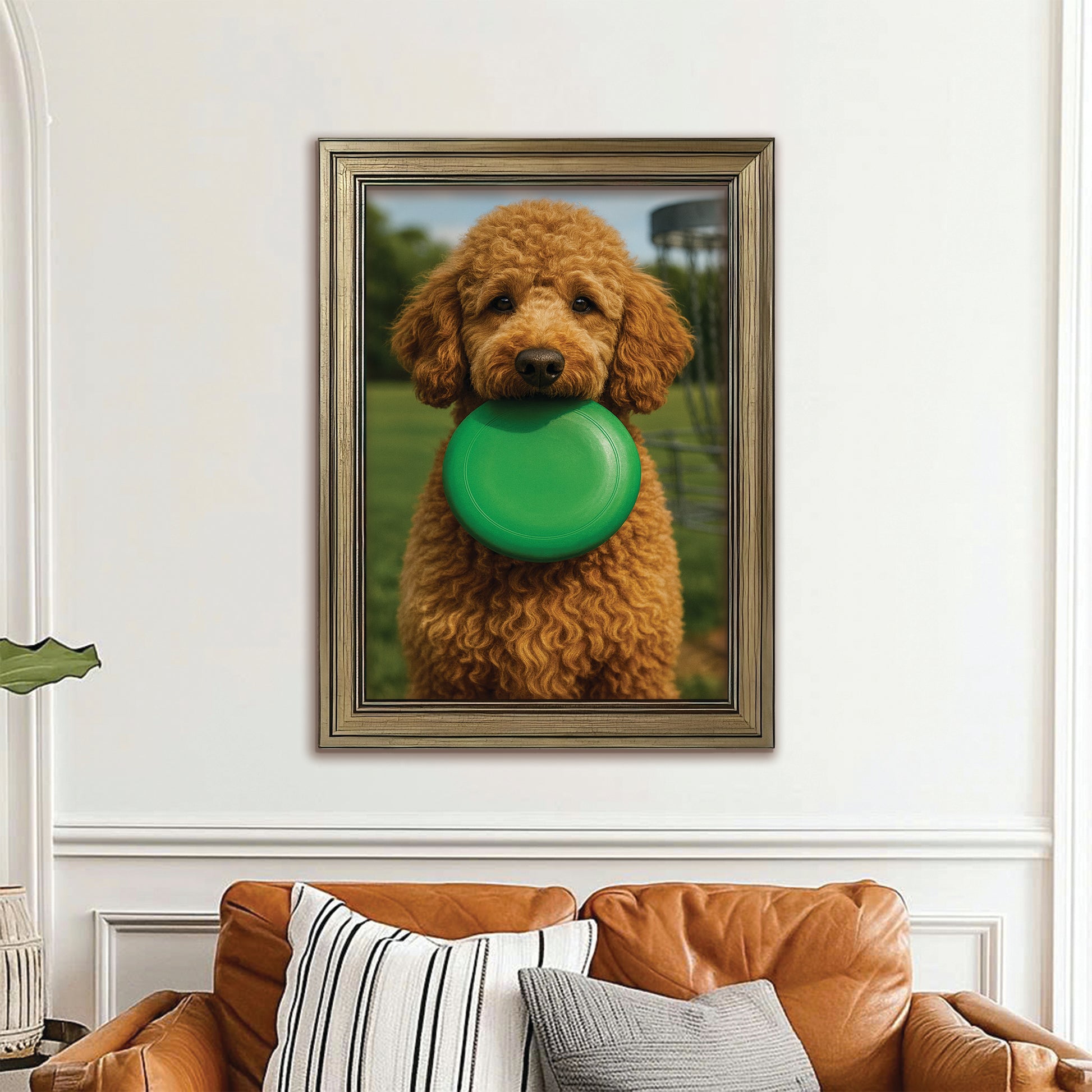 Custom Photo Disc Golf Dog Canvas Framed Wall Art Gift For Dog Lovers