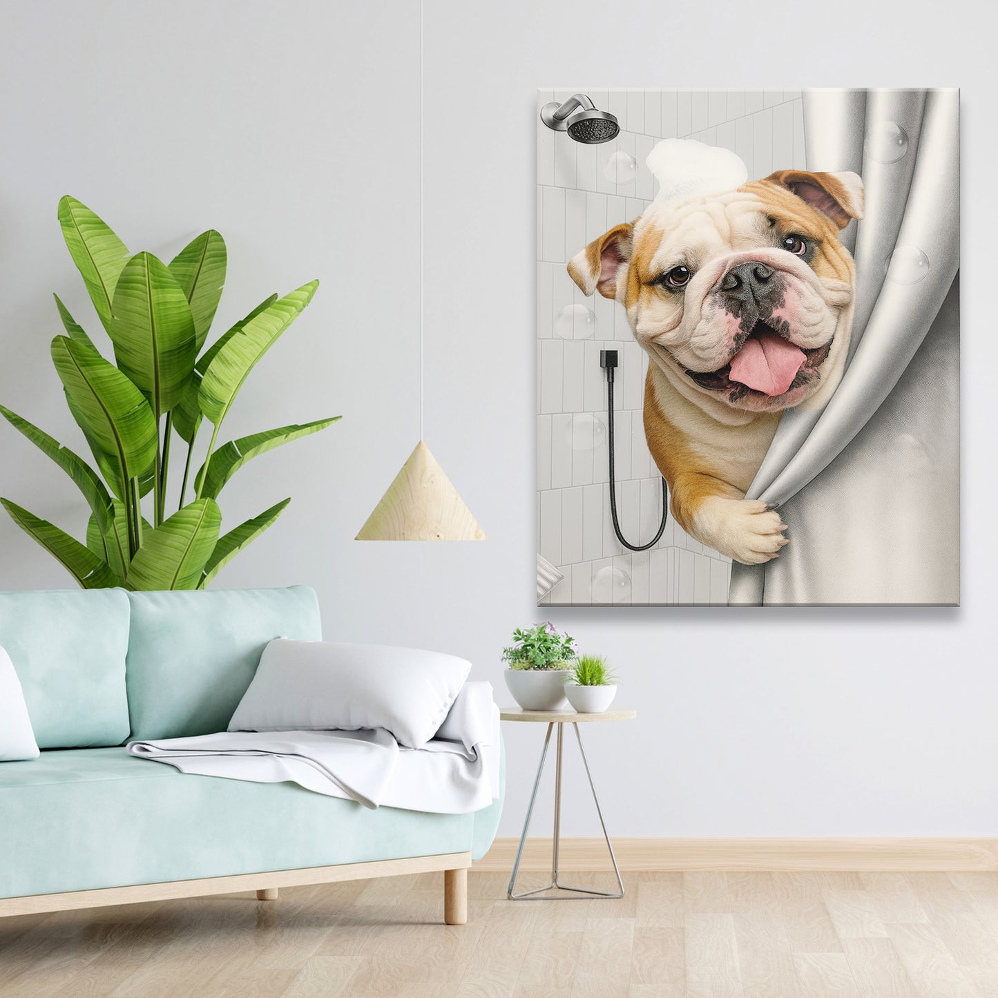 Custom Dog Photo Dog In Bathroom Canvas Gift For Dog Lovers