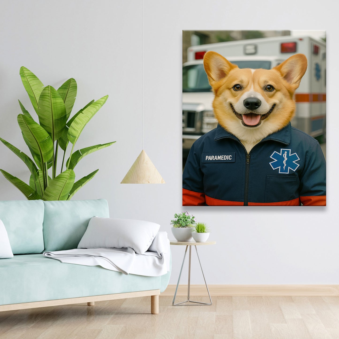 Custom Photo Paramedic Emt Dog Canvas Gift For Dog Lovers