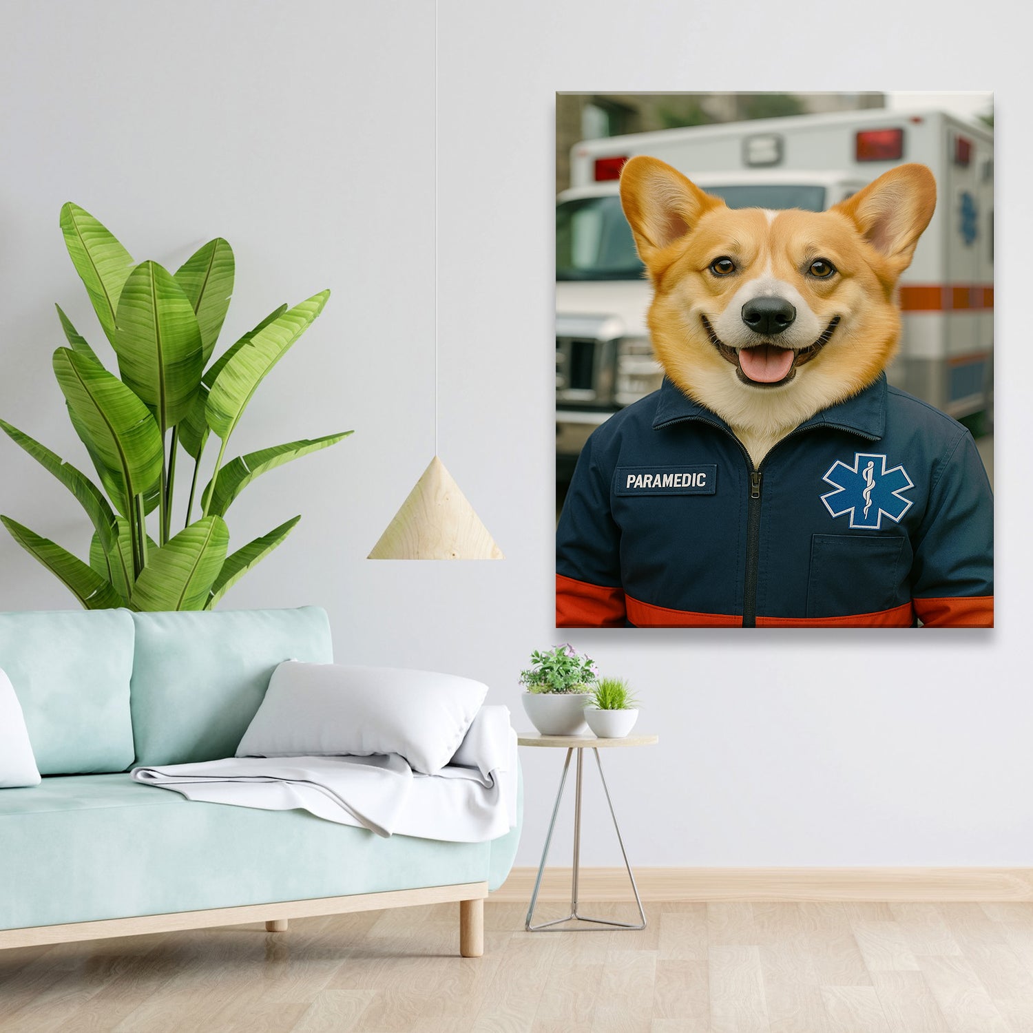 Custom Photo Paramedic Emt Dog Canvas Gift For Dog Lovers