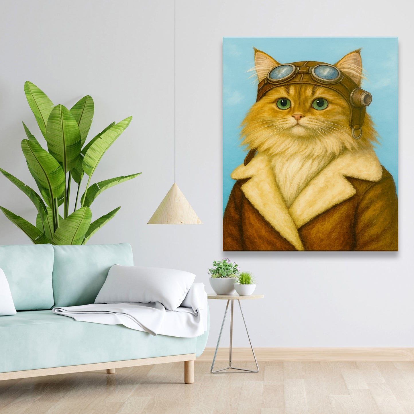Custom Photo Portrait Pilot Canvas Gift For Cat Lovers