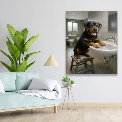 Custom Photo Dog In Bathroom Style 1 Canvas Gift For Dog Lovers