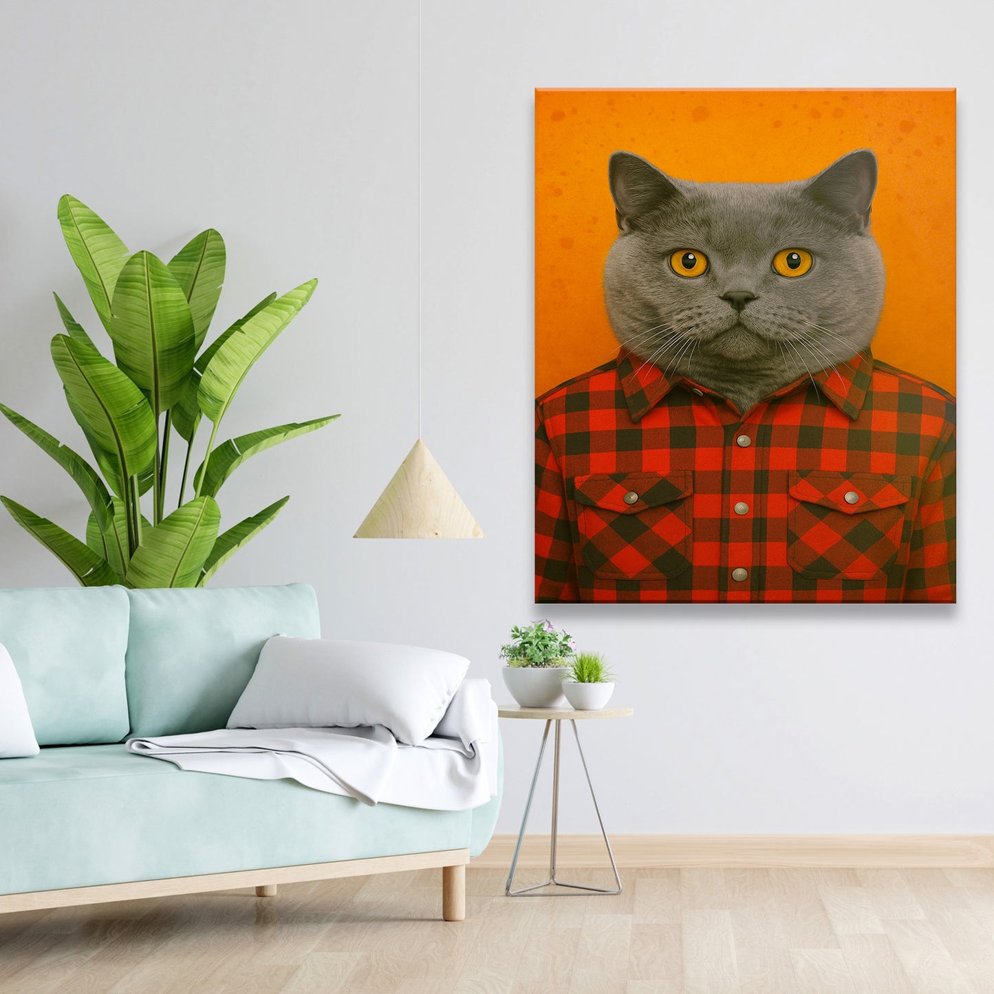 Custom Photo Cat In Red Shirt Canvas Gift For Cat Lovers