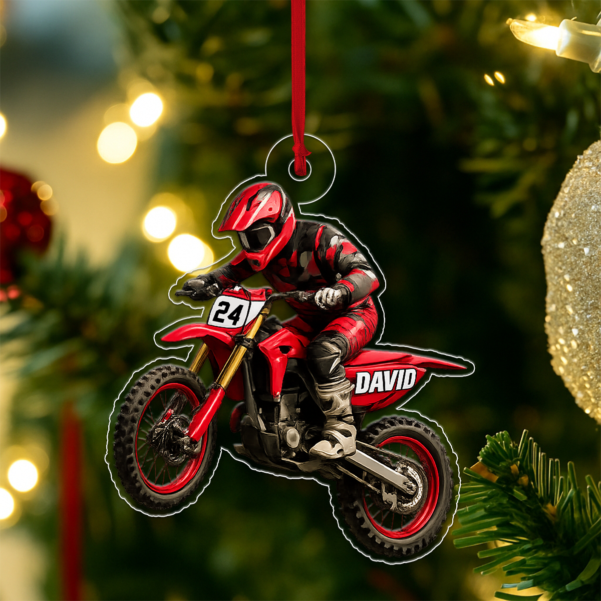 Personalized Motorbike Racing Boy Xmas Acrylic Ornament Christmas Gift