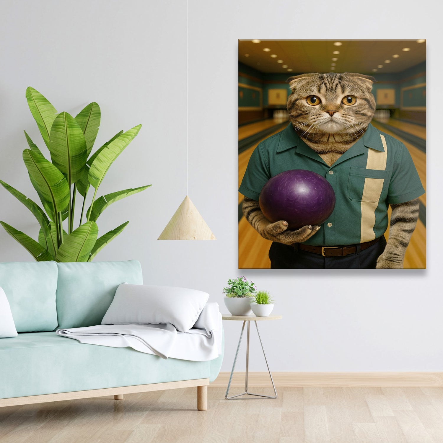 Custom Photo Bowling Cat Canvas Gift For Cat Lovers