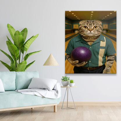 Custom Photo Bowling Cat Canvas Gift For Cat Lovers