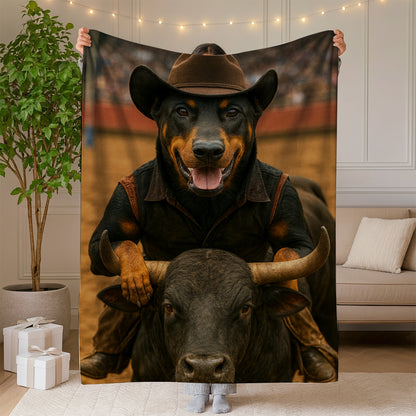 Custom Photo Bull Rider Cowboy Dog BlanketGift For Dog Lovers
