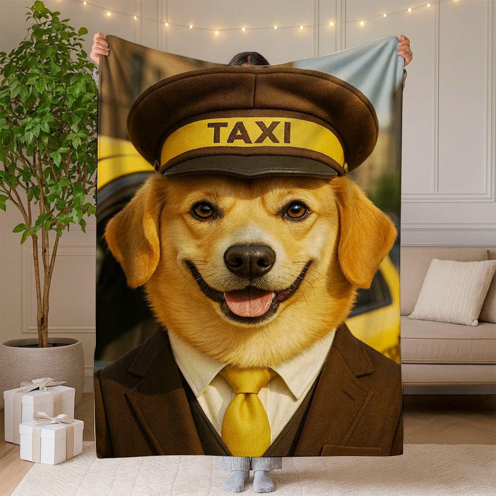 Custom Photo Taxi Driver Dog BlanketGift For Dog Lovers