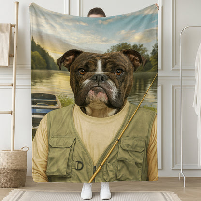 Custom Photo Fisherman Dog Canvas