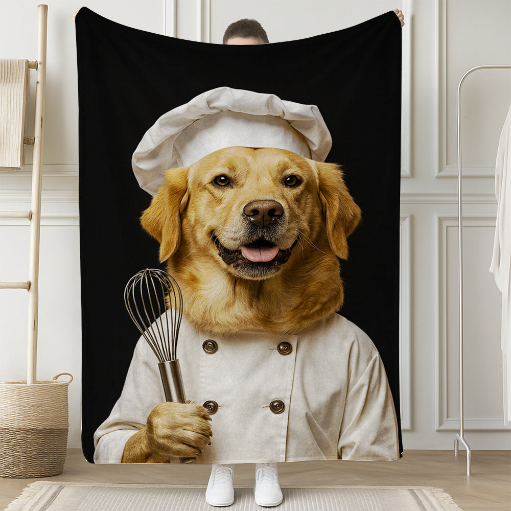 Custom Photo Dog Chef Blanket Gift For Dog Lover