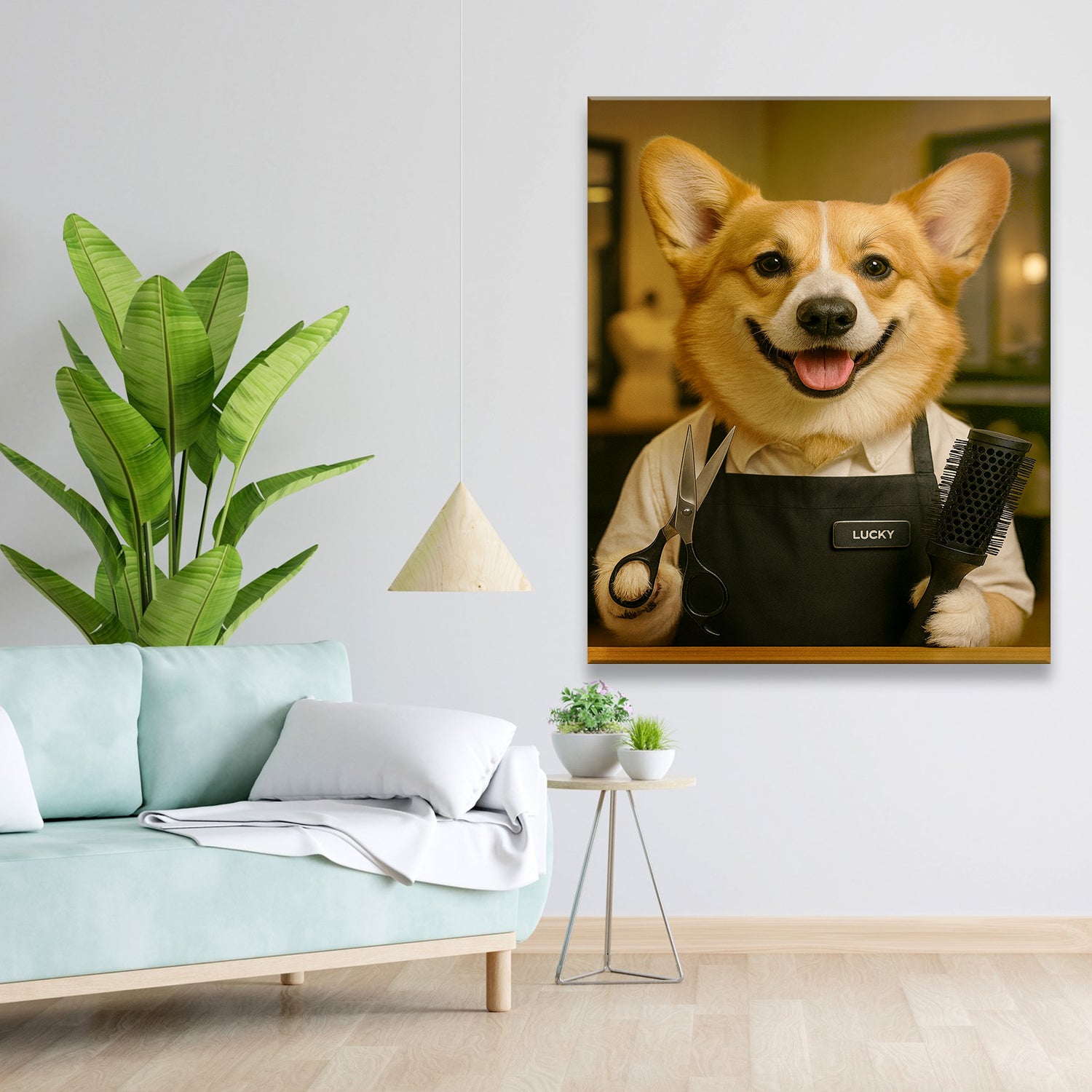 Custom Photo Hair Stylist Dog Canvas Gift For Dog Lovers