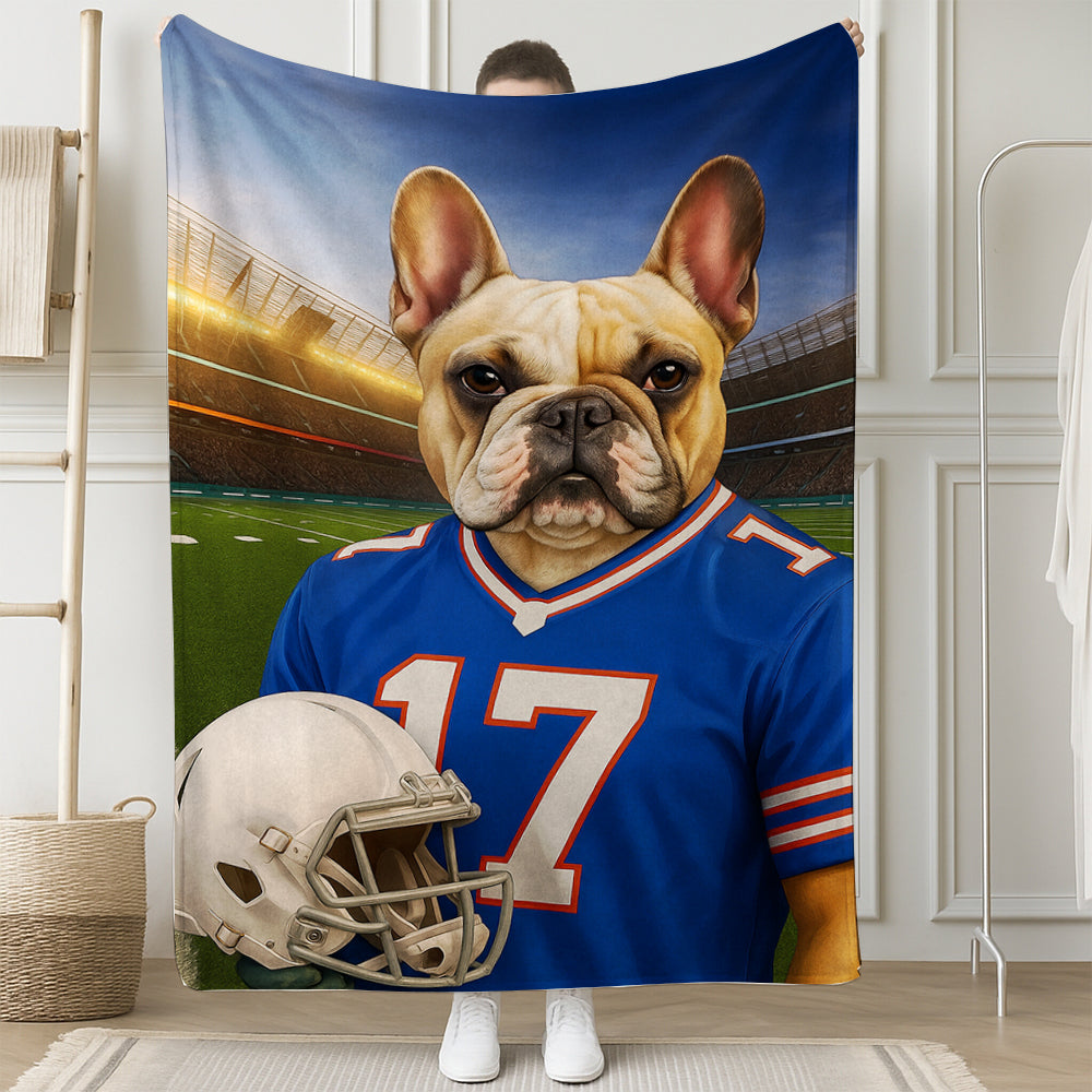Custom Dog Photo Football Style Blanket For Dog Lover
