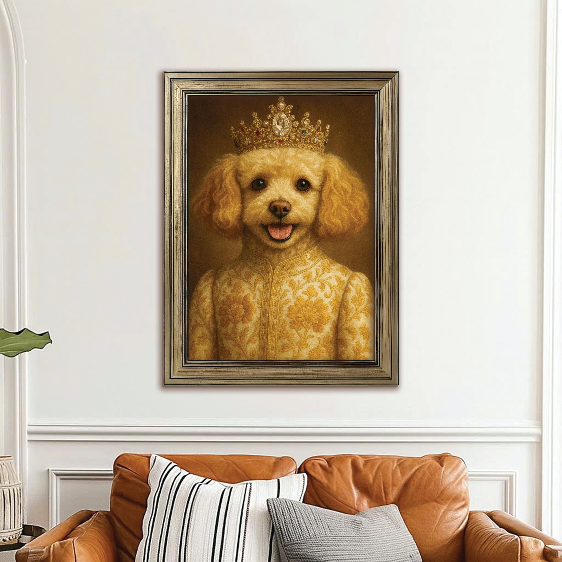 Custom Photo Dog Royal Style 09 Canvas Framed Wall Art Gift For Dog Lovers