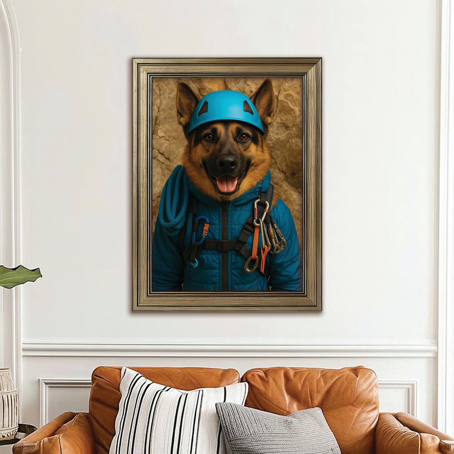 Custom Photo Climber Dog Canvas Framed Wall Art Gift For Dog Lovers