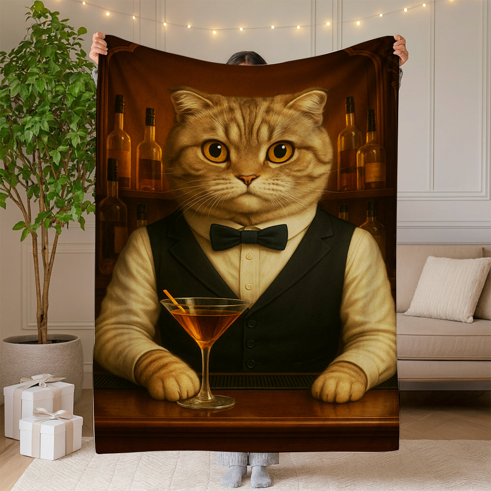 Personalized Cat Portrait Bartender Blanket