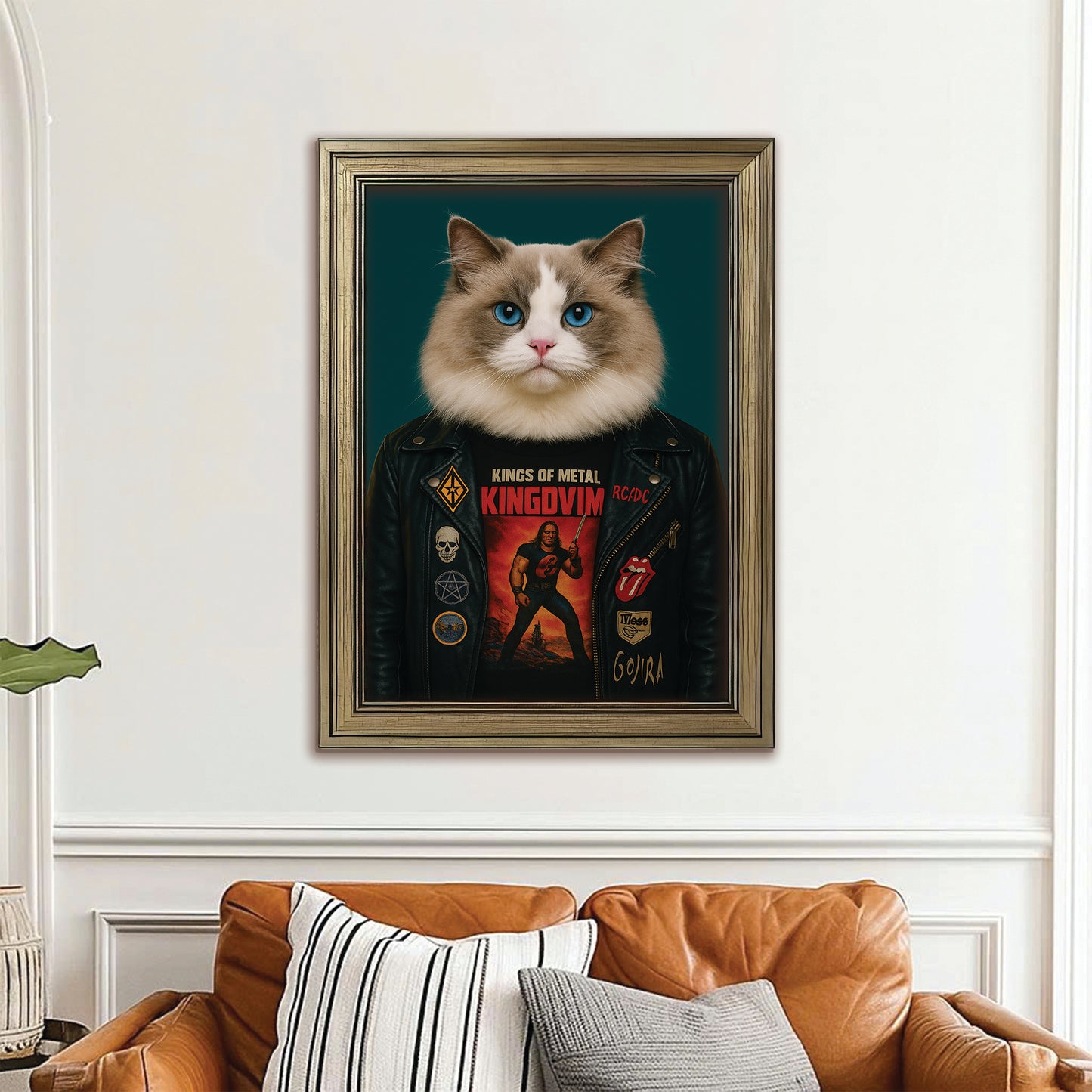 Custom Photo Cat Rock n Roll Canvas Framed Wall Art