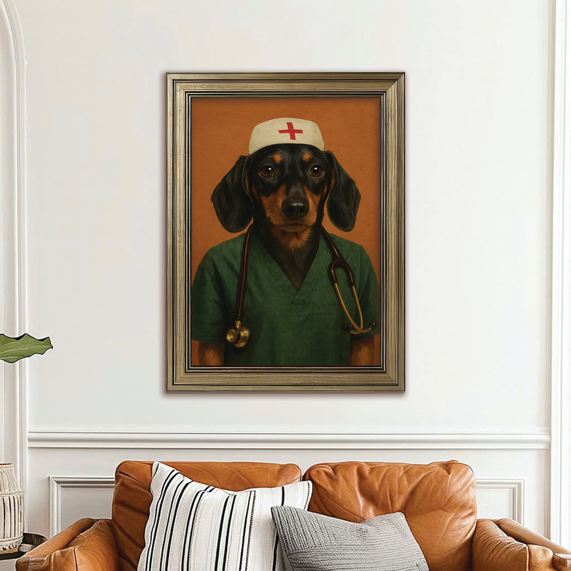 Custom Photo Nurse Dog Canvas Framed Wall Art Gift For Dog Lovers