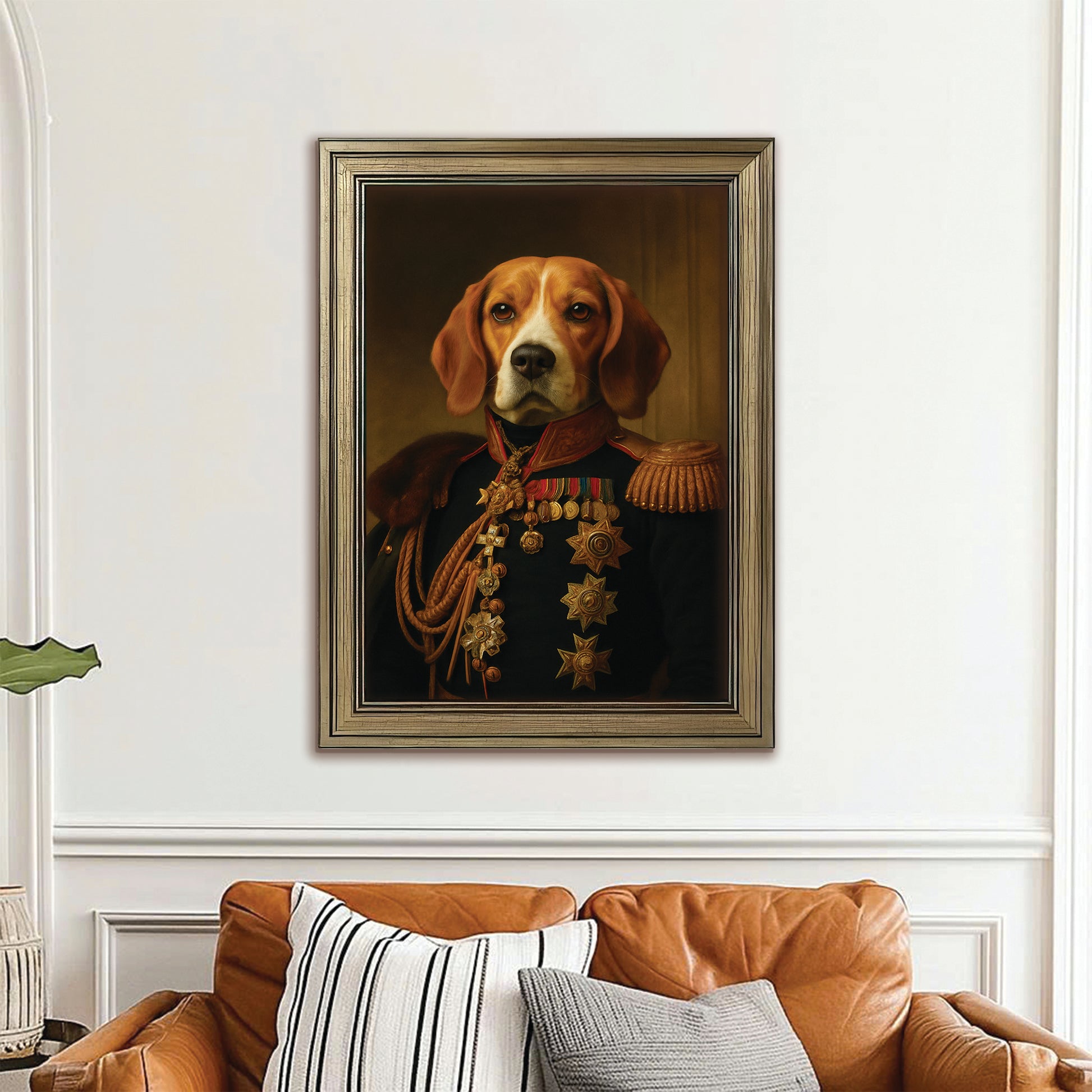 Custom Photo Dog Royal King Canvas Framed Wall Art Framed Wall Art _ Gift For Dog Lovers