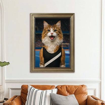 Custom Photo Gymnast Cat Canvas Framed Wall Art  Gift For Cat Lovers