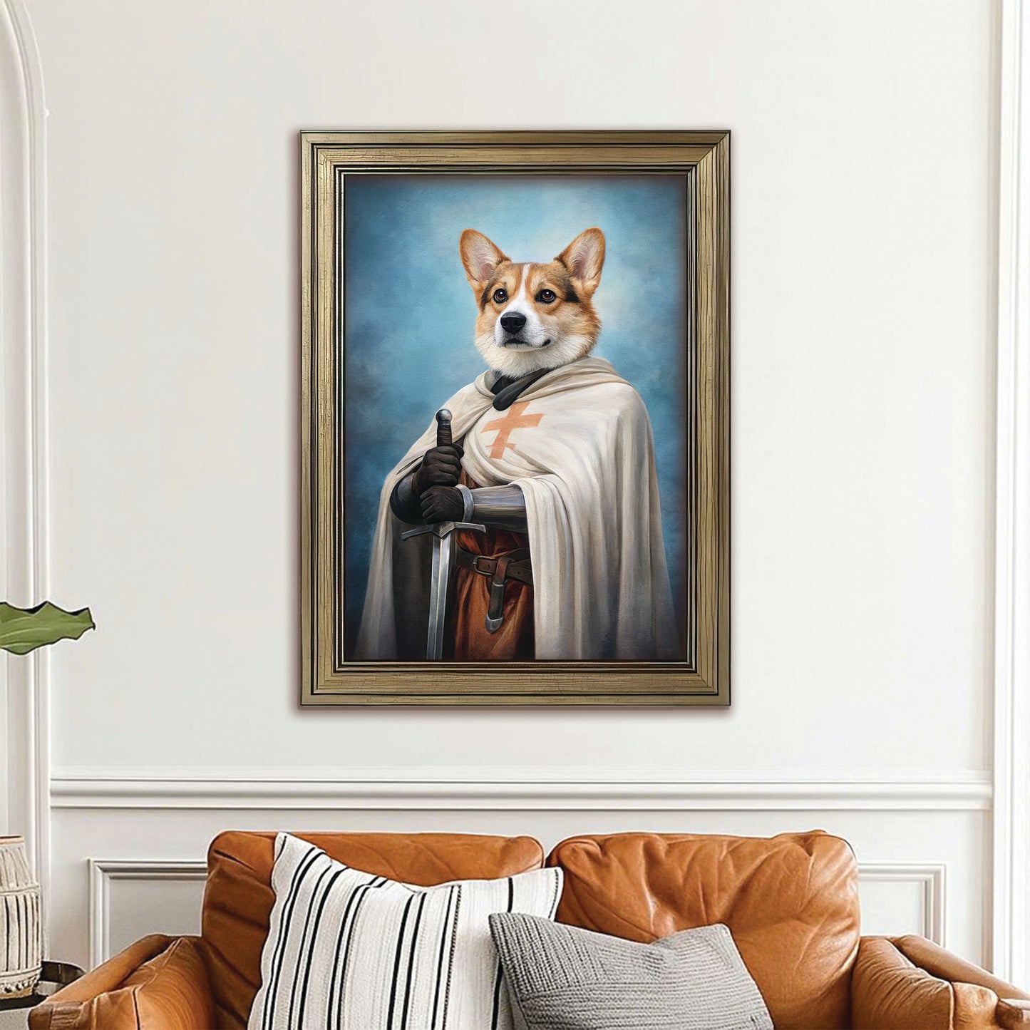 Custom Photo Priest Dog Canvas Framed Wall Art Gift For Dog Lovers
