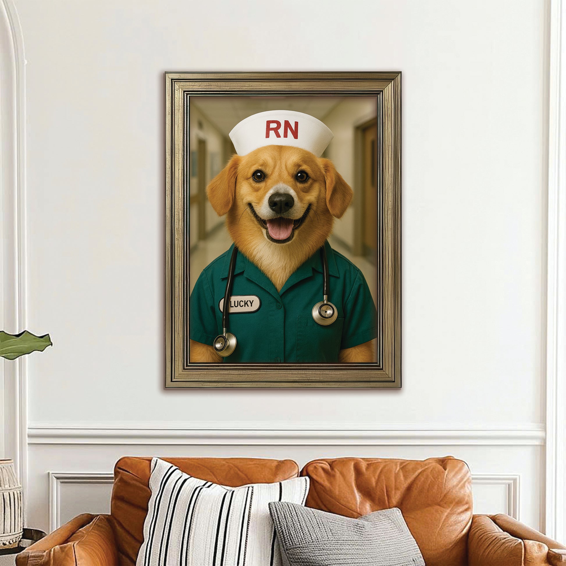 Custom Photo Registed Nurse Dog Canvas Framed Wall Art Gift For Dog Lovers