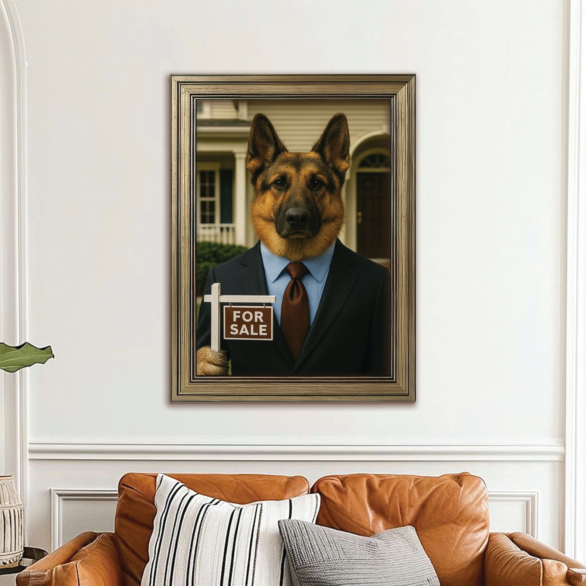 Custom Photo Realtor Dog Canvas Framed Wall Art Gift For Dog Lovers