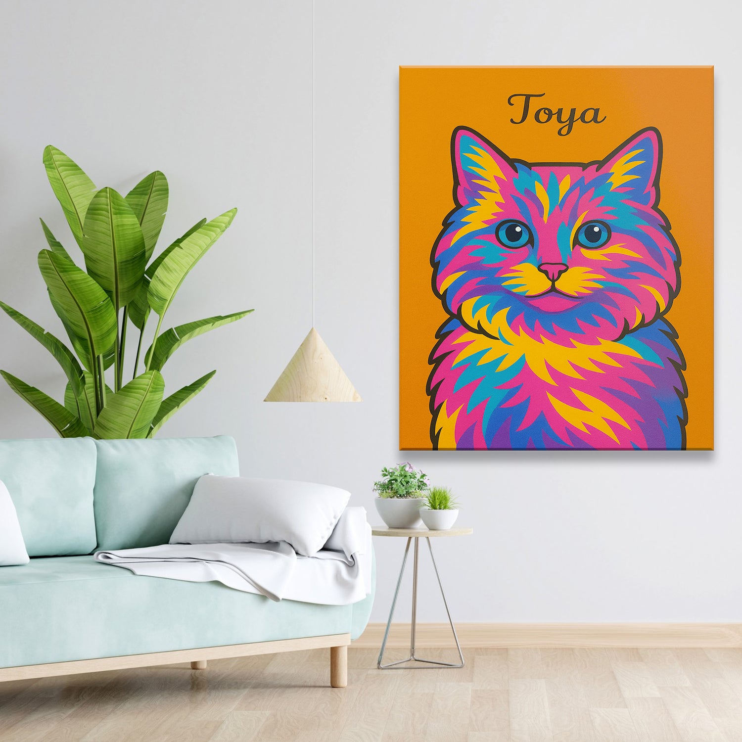 Custom Photo Minimalist Cat Canvas Gift For Cat Lovers