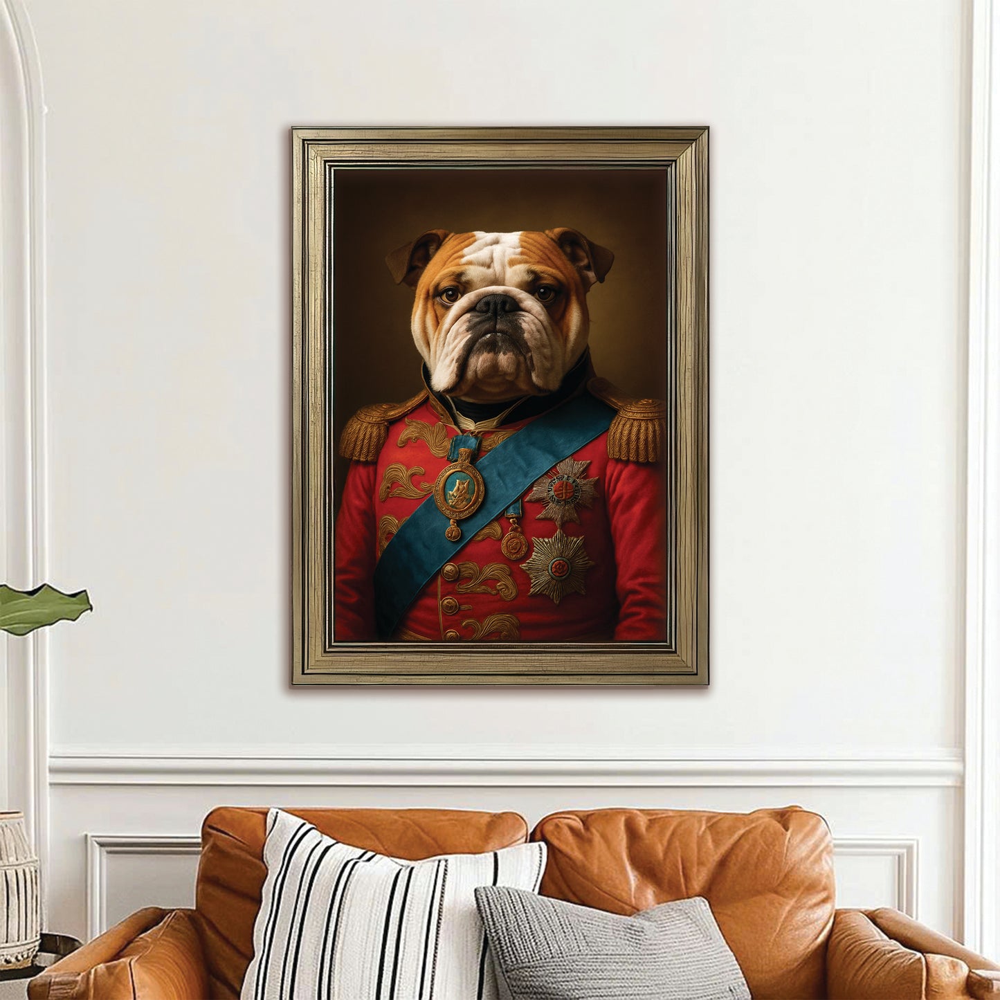Custom Photo Royal Dog Canvas Framed Wall Art Gift For Dog Lover