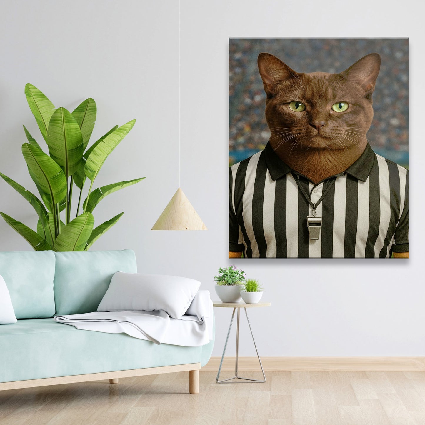 Custom Photo Referee Cat Canvas Gift For Cat Lovers