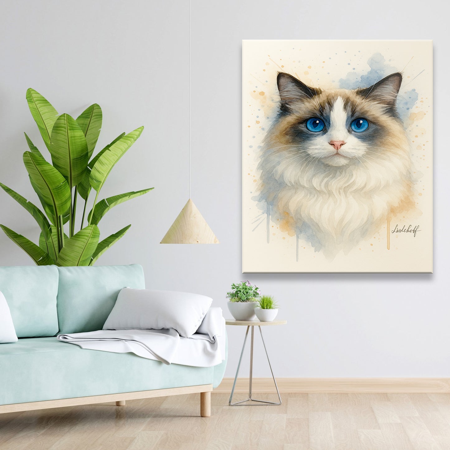 Custom Photo Cat Watercolor Artwork Canvas