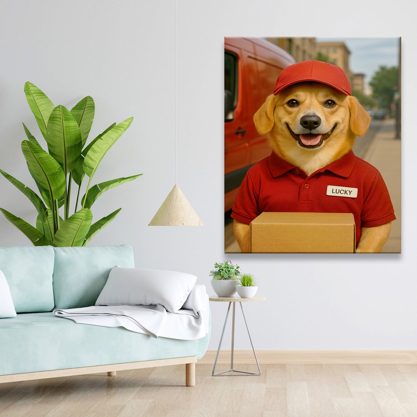 Custom Photo Courier Delivery Canvas Gift For Dog Lovers