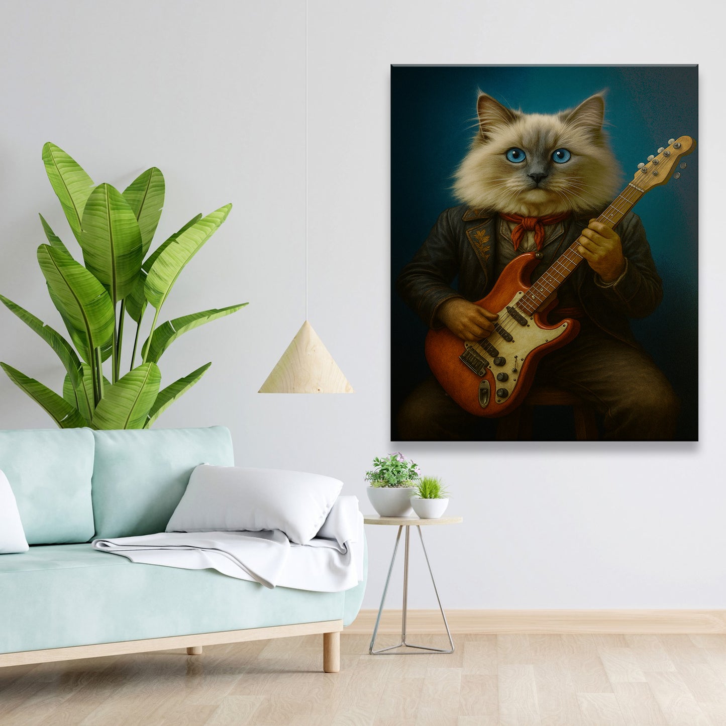 Custom Photo Cat Rock n Roll Canvas Gift For Cat Lovers