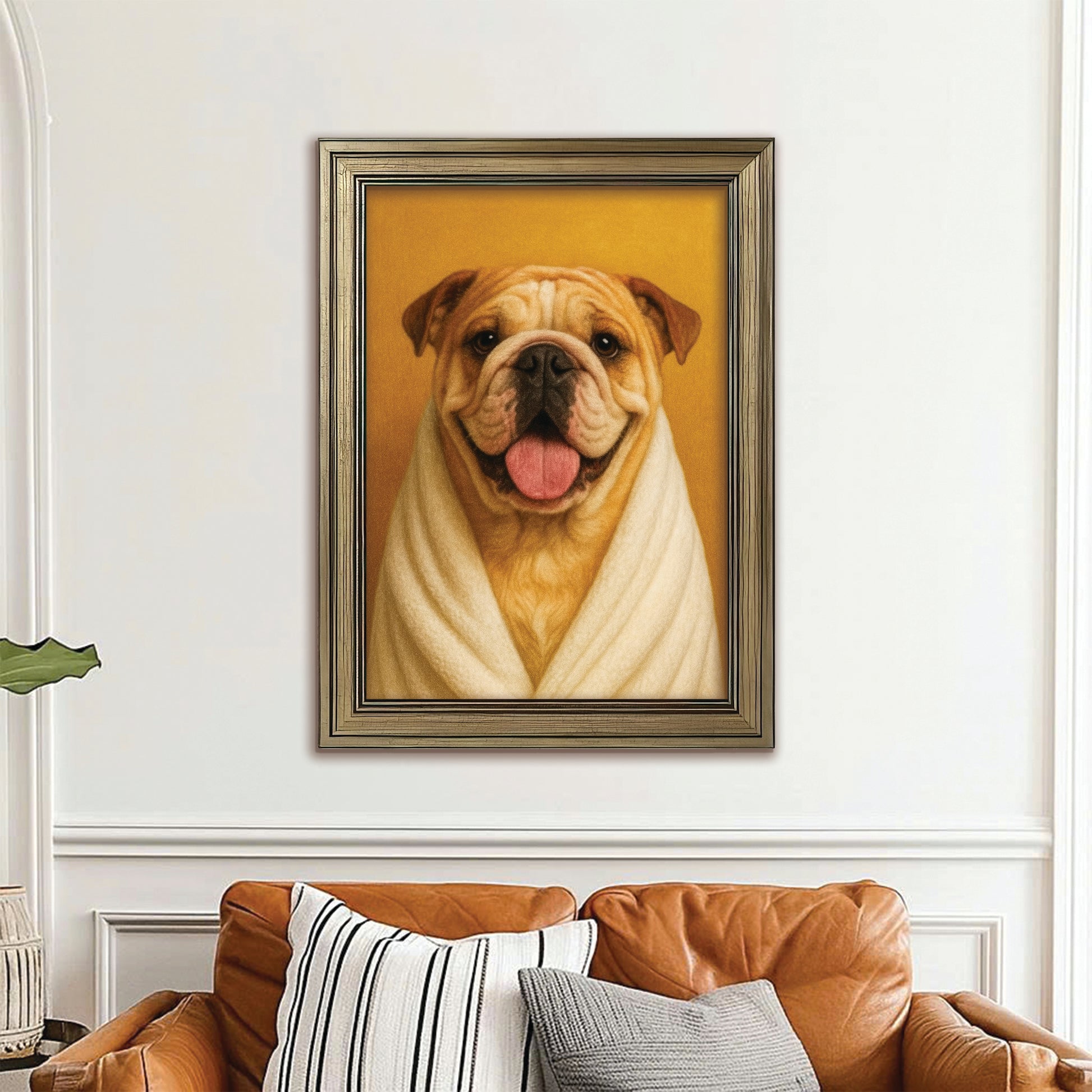 Custom Photo Dog Bathroom Style 30 Canvas Framed Wall Art Gift For Dog Lovers