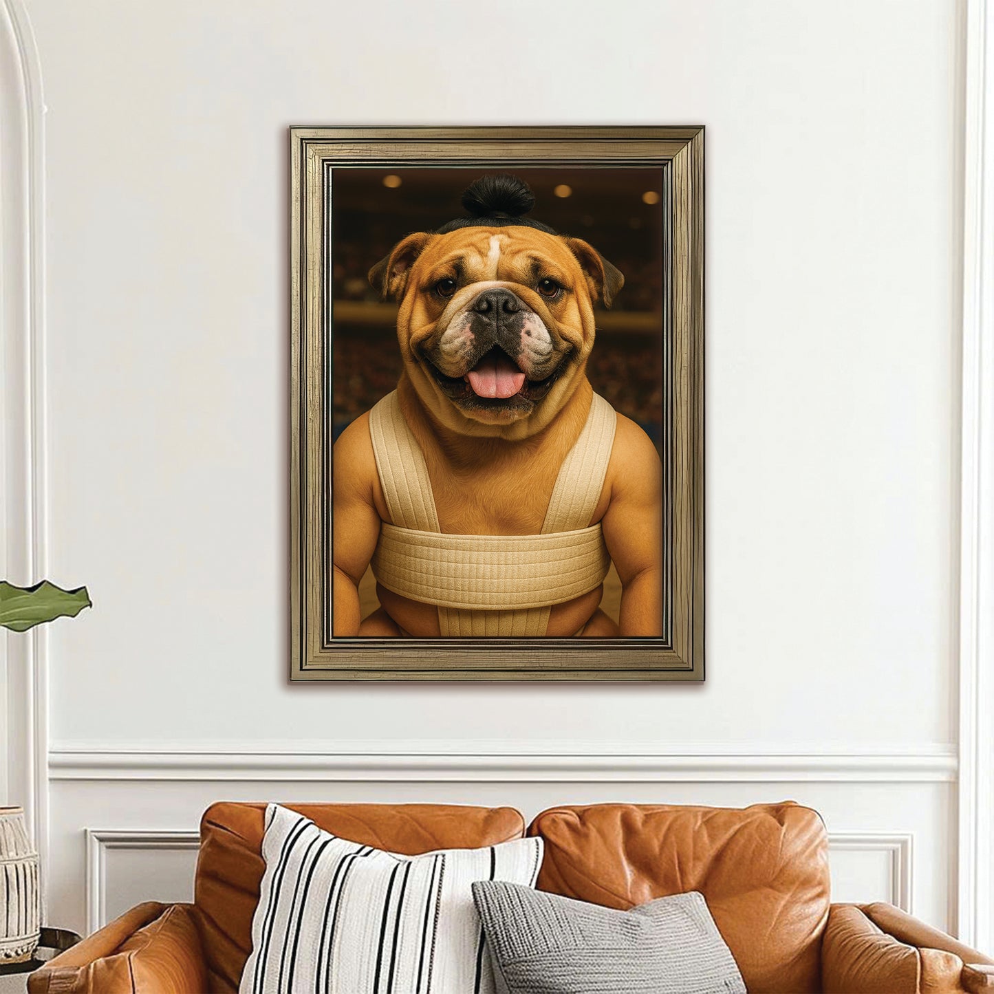 Custom Photo Sumo Dog Canvas Framed Wall Art Gift For Dog Lovers